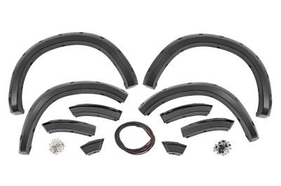 Rough Country Suspension Systems - Rough Country F-D10911B Pocket Fender Flares Black for 09-18 Ram 1500