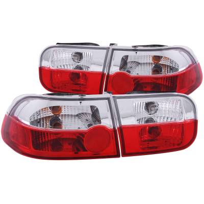 Anzo USA - Anzo 221220 USA Chrome Euro Red/Clear Lens Taillight for 92-95 Honda Civic Coupe