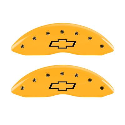 MGP Caliper Covers - Front Set of 2 Yellow Finish Black Bowtie