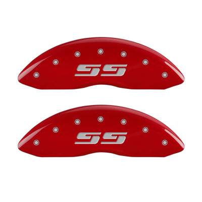 MGP Caliper Covers - Front Set of 2 Red Finish Silver SS Silverado