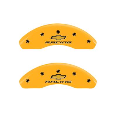 MGP Caliper Covers - Front Set of 2 Yellow Finish Black Chevy Racing
