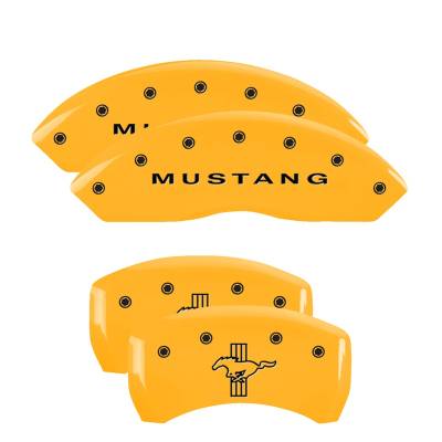 MGP Caliper Covers - Set of 4 Yellow Finish Black Mustang/Bar & Pony S197