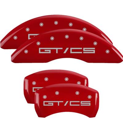 MGP Caliper Covers - Set of 4: Red Finish Silver Mustang GT/CS