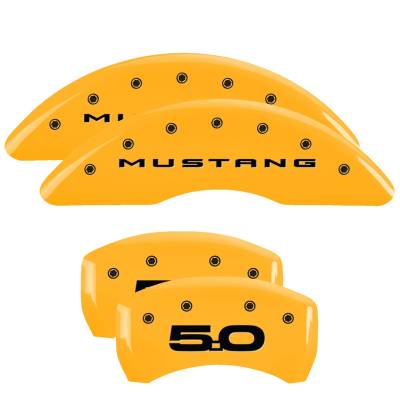 MGP Caliper Covers - Set of 4 Yellow Finish Black Mustang/5.0 2015