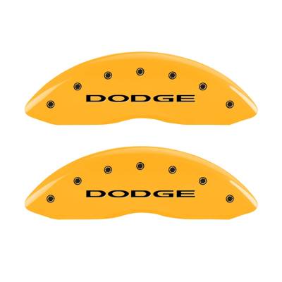 MGP Caliper Covers - Front Set of 2 Yellow Finish Black Dodge No Stripes