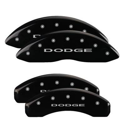 MGP Caliper Covers - Set of 4 Black Finish Silver Dodge No Stripes
