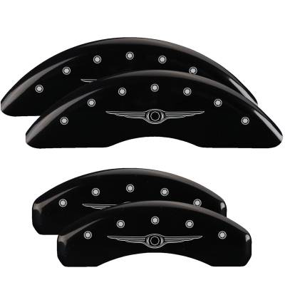 MGP Caliper Covers - Set of 4 Black Finish Silver Chrysler Wing Style 1