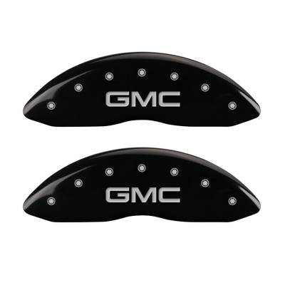 MGP Caliper Covers - Front Set of 2 Black Finish Silver GMC