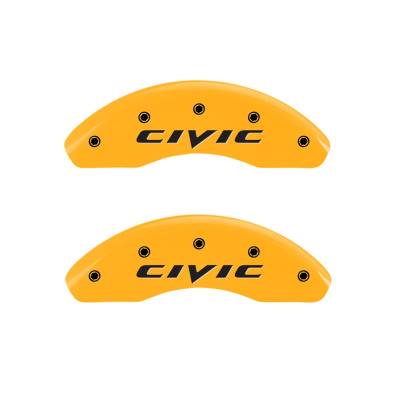 MGP Caliper Covers - Front Set of 2 Yellow Finish Black Honda Civic 2015