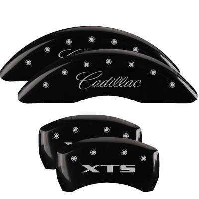 MGP Caliper Covers - Set of 4 Black Finish Silver Cadillac/XTS