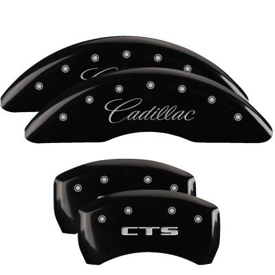 MGP Caliper Covers - Set of 4 Black Finish Silver Cadillac/CTS