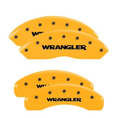 MGP Caliper Covers - MGP Caliper Covers 42019SWRGYL 4PC Engraved F/R MGP Yellow for 18-24 Wrangler JL