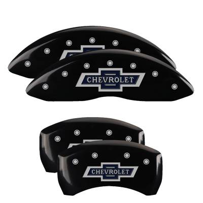 MGP Caliper Covers - Set of 4 Black Finish Silver 100 Anniversary Chevrolet