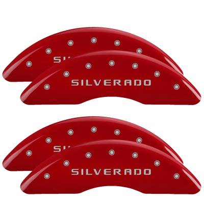MGP Caliper Covers - Set of 4: Red Finish Silver Silverado