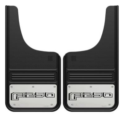 Gatorback - Gatorback 12"x23" Cut-Style Black Mud Flaps F250 Logo GA1223CUTF250-2