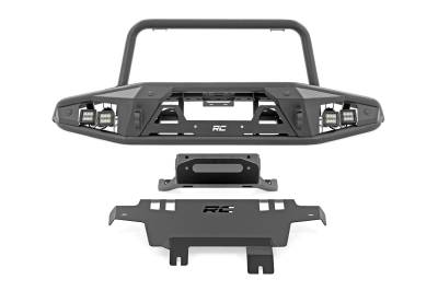 Rough Country Suspension Systems - Rough Country 51205 Heavy Duty Tubular Front Winch Bumper Black for 21-25 Bronco