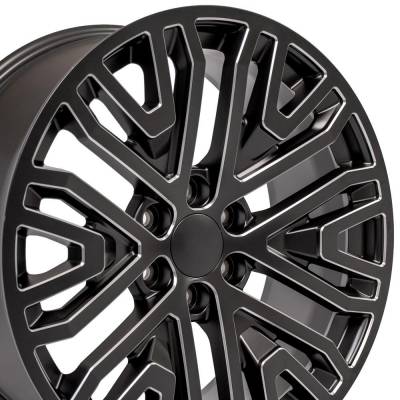 OE Wheels LLC - OE Wheels CV37 22x9 6x5.5 28mm Black/Milled CV37-22090-6550-28B1M