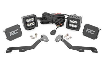 Rough Country Suspension Systems - Rough Country 82290 A-Pillar 2" LED Ditch Light Kit Spot for 19-24 Ram 1500