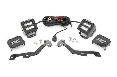 Rough Country Suspension Systems - Rough Country 82291 A-Pillar 2" LED Ditch Light Kit Flood for 19-24 Ram 1500