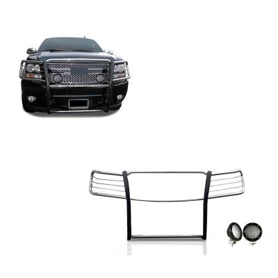Black Horse Off Road - Black Horse 17A037400MSS-PLFB Black Grille Guard w/LED Avalanche/Suburban/Tahoe