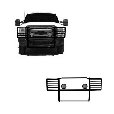 Black Horse Off Road - Black Horse 17FB26MA-PLFB Black Grille Guard w/LED Ford F250/F350/F450/F550 SD
