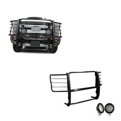 Black Horse Off Road - Black Horse 17FB28MA-PLFB Black Grille Guard w/LED for Ford F250/350/450/550 SD