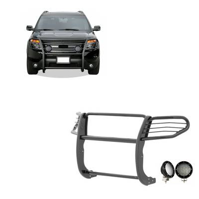 Black Horse Off Road - Black Horse 17FJ30MA-PLFB Black Grille Guard w/LED for 16-19 Ford Explorer