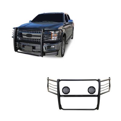 Black Horse Off Road - Black Horse 17FP32MA-PLFB Black Grille Guard w/LED for 15-25 Ford F150