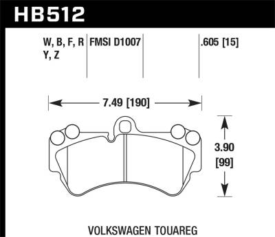 Hawk Performance - Hawk Performance HB512F.605 HPS HP Street Brake Pads for Cayenne G550
