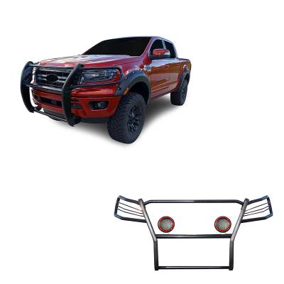 Black Horse Off Road - Black Horse 17FP10MA-PLFR Black Grille Guard w/LED for 19-23 Ford Ranger