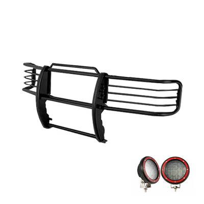 Black Horse Off Road - Black Horse 17FP26MA-PLFR Black Grille Guard w/LED for Expedition/F150