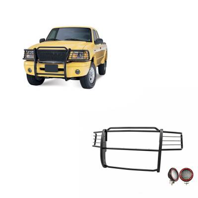 Black Horse Off Road - Black Horse 17FR20MA-PLFR Black Grille Guard w/LED for Edge/Ranger