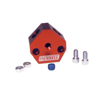 Russell - Russell 650360 Fuel Block Billet Y Fuel Block 0.5" Inlet 3/8" Outlet