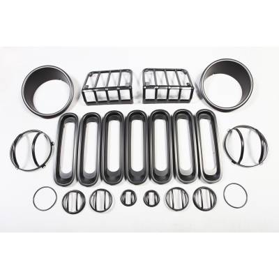 Rugged Ridge - Rugged Ridge 12496.05 Black 19Pc Euro Guard Light Kit 07-18 Jeep Wrangler JK