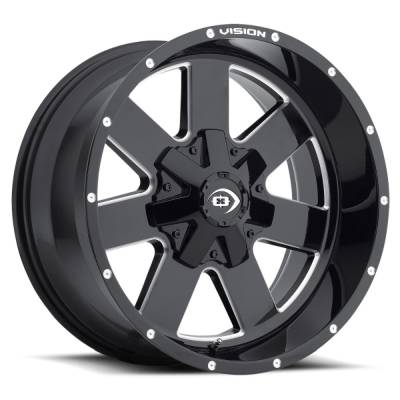 Vision Wheel - Vision Wheels 411 Arc 17x9 8x6.5 12mm Black Gloss & Machined 411-7981MS12