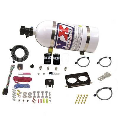 Nitrous Express - FORD 4 VALVE NITROUS PLATE SYSTEM 50-300HP w/10LB BOTTLE STOCK TB