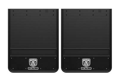 Gatorback - Gatorback 19"x24" Rear Dually Black Mud Flaps for Ram Head Logo GB1924RV-FULL