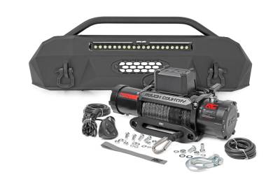 Rough Country Suspension Systems - Rough Country 10727 Hybrid Front Winch Bumper w/12K Winch Black for Tacoma