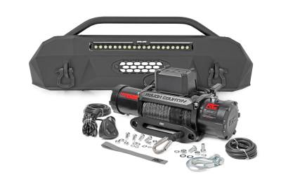 Rough Country Suspension Systems - Rough Country 10720 Hybrid Front Winch Bumper w/9.5K Winch Blk for 16-23 Tacoma