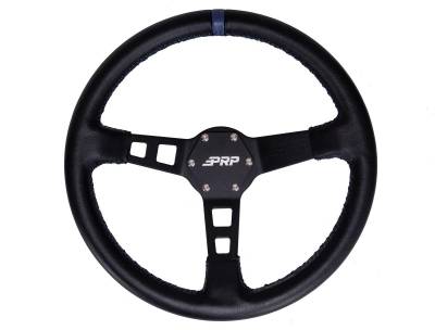 PRP - PRP G111 13" Deep Dish Leather Wrap Steering Wheel Black/Blue