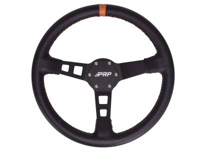 PRP - PRP 13" Deep Dish Leather Wrap Steering Wheel Black/Orange G114