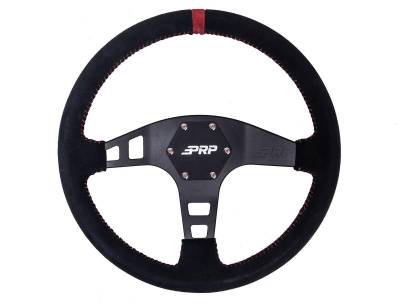 PRP - PRP 13" Shallow Dish Suede Wrap Steering Wheel Black/Red G223