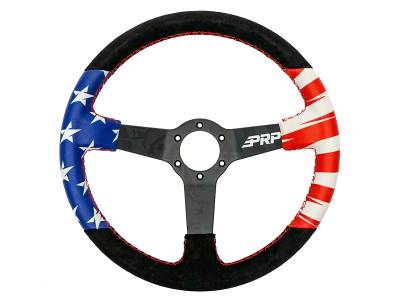 PRP - PRP 13" Deep Dish New Glory Suede Steering Wheel Black/Red/White/Blue G245