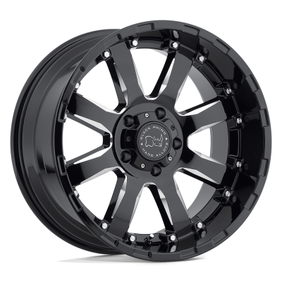 Black Rhino Hard Alloys - Black Rhino Wheels SIERRA 22x11.5 8x6.5 -44mm Black/Milled 2215SRA-48165B22