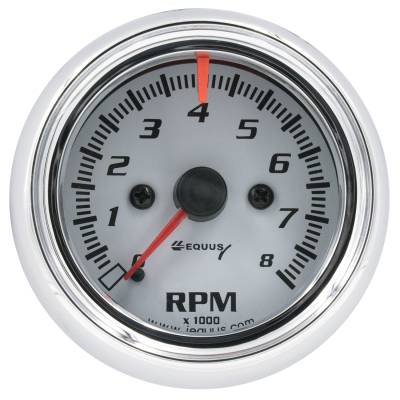 Equus - Equus E5076 Gauge Tachometer 2 1/2" 8k RPM Wht Dial 5000 Series