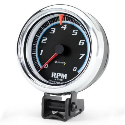Equus - Equus E6076 Gauge Tachometer 2 1/2" 8k RPM Blk Dial Chrm Case 6000 Series