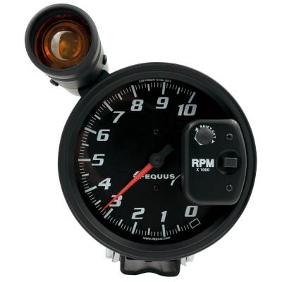 Equus - Equus E6080 Tachometer 5" 10K RPM Pedestal w/Ext. Shift-Lite Black 6000 Series