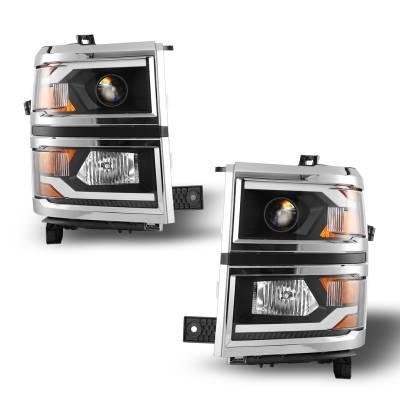 Winjet - Winjet CHWJ-0382C-B Clear/Black Projector Daytime Headlights for 14 Chevy