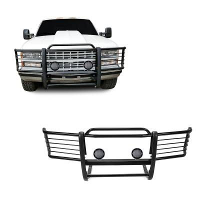 Black Horse Off Road - Black Horse 17GJ23MA-PLFB Black Grille Guard w/LED for Silverado/Sierra 1500
