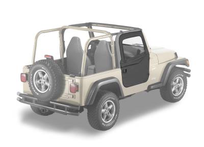 Bestop - Bestop 51789-15 Front Full 2-Piece Soft Doors Black Denim for Jeep Wrangler TJ